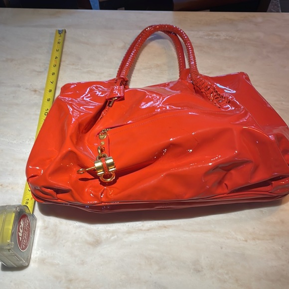 Salvatore Ferragamo orange patent leather satchel. Gently used. - Picture 12 of 12